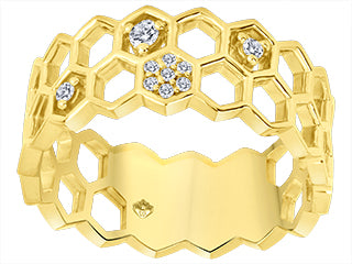Honey Comb Diamonds 10k Yellow Gold Fashion Ring ICJ3553/02women