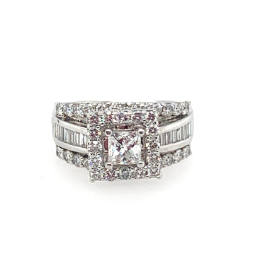 Baguette 14K White Gold Engagament Ring