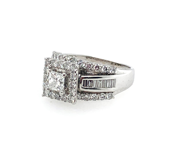 Baguette 14K White Gold Engagament Ring