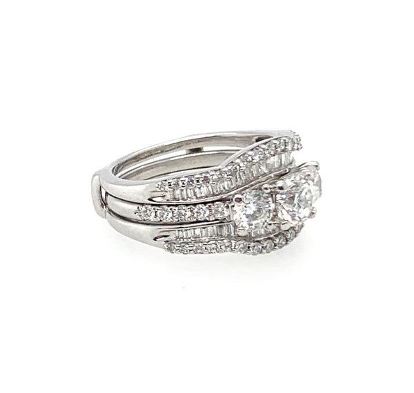 Pre-Owned Round and Brilliant Mounting 14K Engagement Ring Set