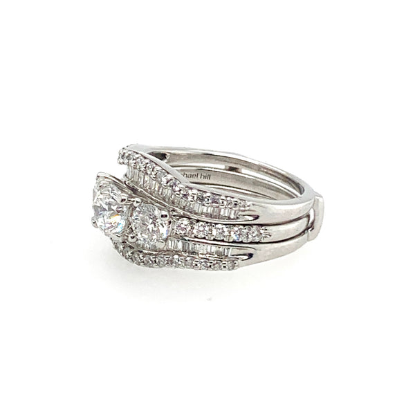 Pre-Owned Round and Brilliant Mounting 14K Engagement Ring Set