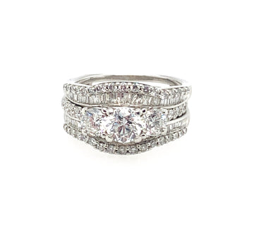 Pre-Owned Round and Brilliant Mounting 14K Engagement Ring Set