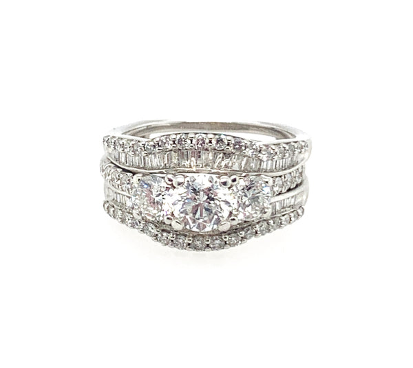 Pre-Owned Round and Brilliant Mounting 14K Engagement Ring Set