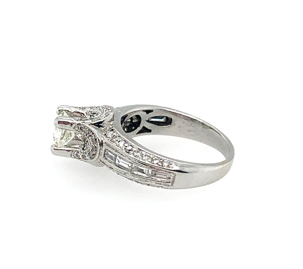 Pre-Owned Cut Corner Square Brilliant 14K White Gold Engagement Ring