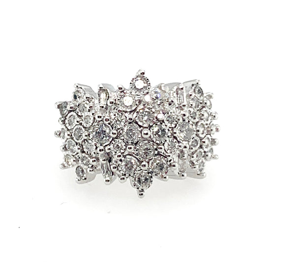 Pre-Owned Baguette 10k White Gold Engagement Ring