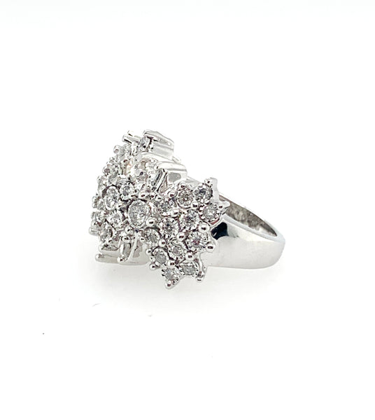 Pre-Owned Baguette 10k White Gold Engagement Ring