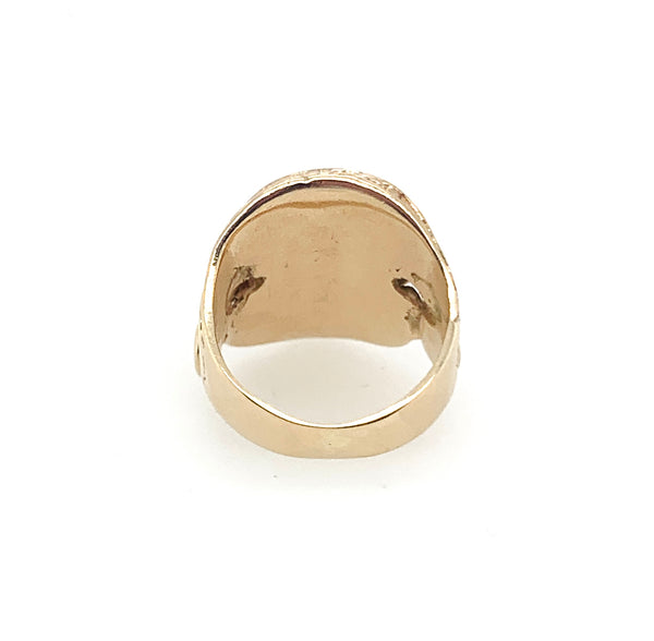Custom Diamond Eyes Skull Ring 14K Gold Mens Ring