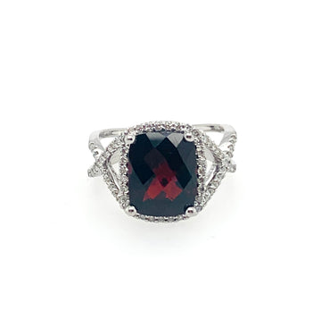 Genuine Garnet 10K White Gold Womens Fashion Ring R721120 ID