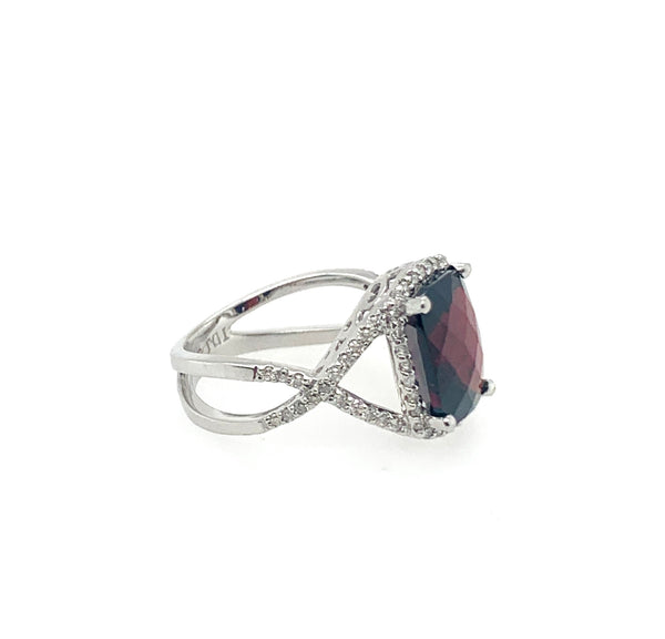 Genuine Garnet 10K White Gold Womens Fashion Ring R721120 ID