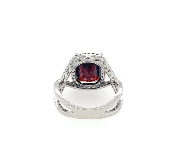 Genuine Garnet 10K White Gold Womens Fashion Ring R721120 ID