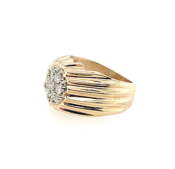 Multistone Diamond 10k Yellow Mens Ring