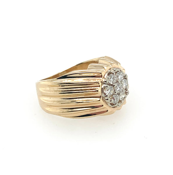 Multistone Diamond 10k Yellow Mens Ring