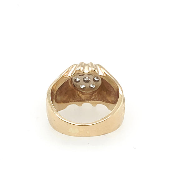 Multistone Diamond 10k Yellow Mens Ring