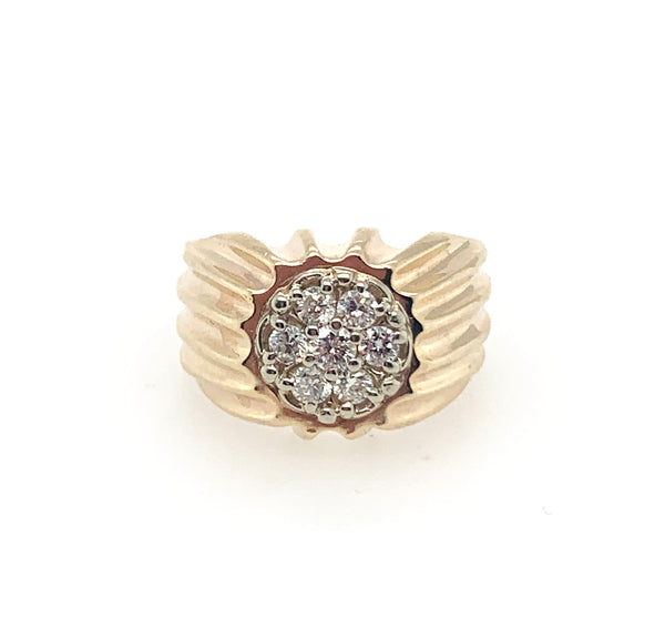 Multistone Diamond 10k Yellow Mens Ring