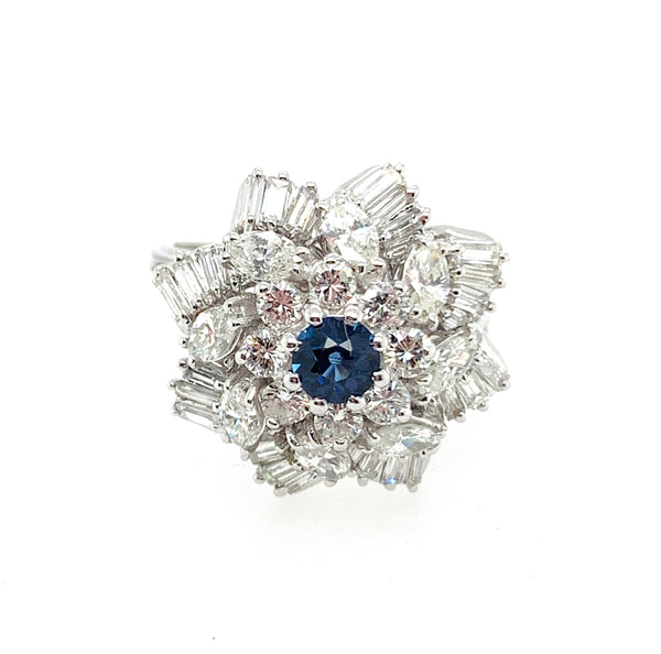 Natural Sapphire Diamond Ring Over 2.00 Carats 14K Womens Engagement Ring