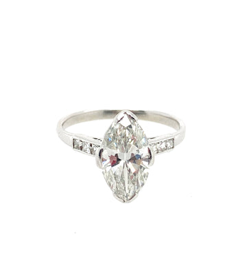 3.00 Carat Genuine Marquee Cut Diamond 14K Gold Engagement Ring