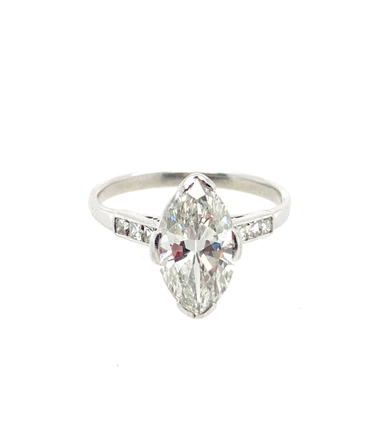3.00 Carat Genuine Marquee Cut Diamond 14K Gold Engagement Ring