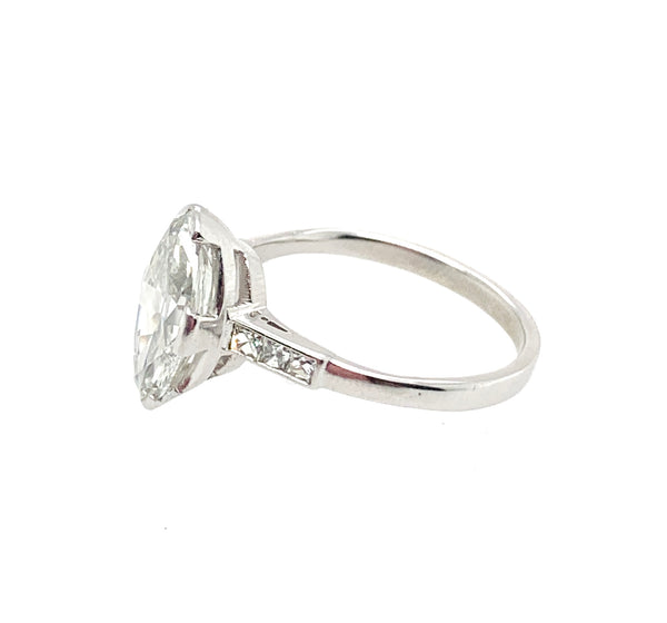 3.00 Carat Genuine Marquee Cut Diamond 14K Gold Engagement Ring