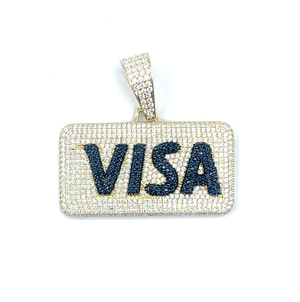 Blingy VISA Austrian Crystal 10k Gold Mens Pendant