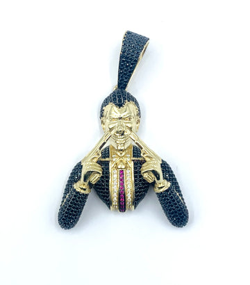 The Joker Crystal 10K Gold Mens Pendant