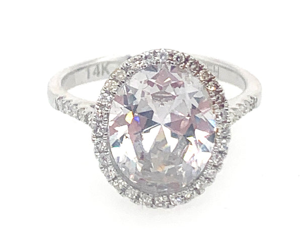 The 0val-Huge Cubic 14K Woman Engagement Ring 20-2