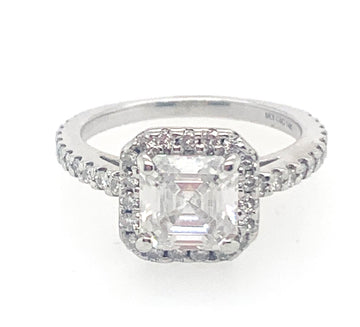 Emerald Moissanite 14k White Gold Bridal Ring 20-2
