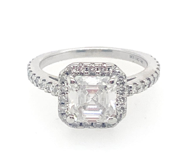 Emerald Moissanite 14k White Gold Bridal Ring 20-2