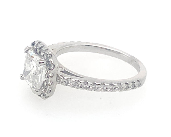 Emerald Moissanite 14k White Gold Bridal Ring 20-2