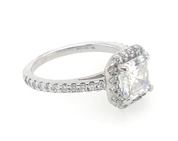 Emerald Moissanite 14k White Gold Bridal Ring 20-2
