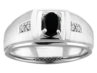 Onyx Diamond 10K White Gents Ring JVJ1538/E