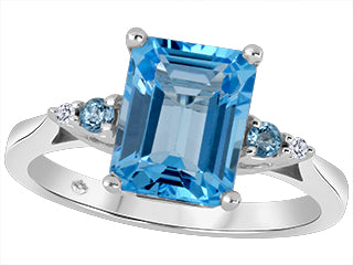 Cecelia Blue Topaz 10k White Side-Diamonds Fashion Ring  JVJ3593/BT