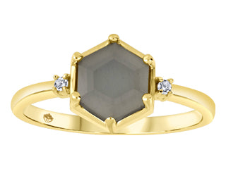 Grey MoonStone 10KT Yellow Gold Ring JVJ3697MOG