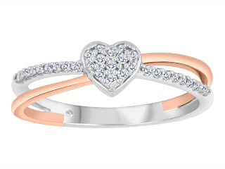 Diamond Whole Heart 10K White and Gold Fashion Ring JVJ3756