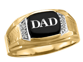 DAD Onyx 10K Yellow Gold Mens Ring JVJ404/DAD