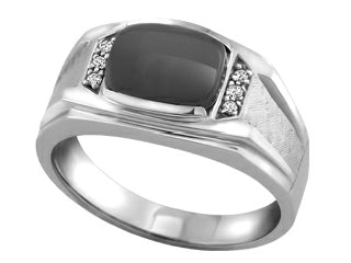 Onyx Diamond 10K White Mens Ring JVJ404/OX