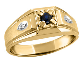 Sapphire Genuine Diamond 10K Yellow Gold Mens Rings JVJ411/S