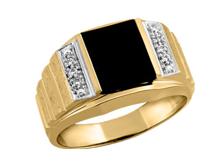 Onyx Diamond 10k Yellow Mens Gents Ring JVJ471/OX