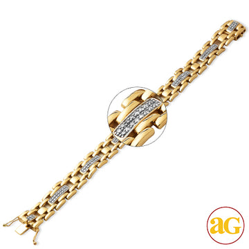 10KY 1.60CTW DIAMOND MENS BRACELET 8.0"