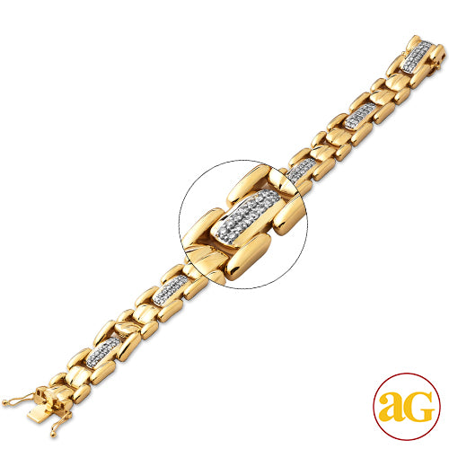 10KY 1.65CTW DIAMOND MENS BRACELET 8.0