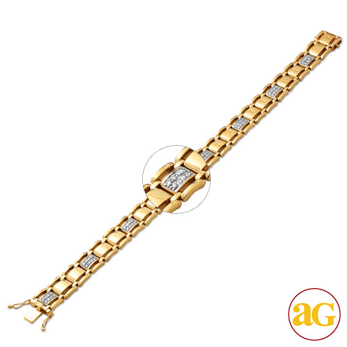 10KY 1.00CTW DIAMOND MENS BRACELET 8