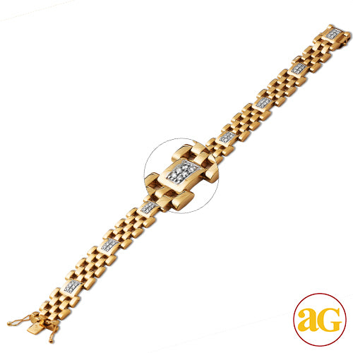 10KY 1.00CTW DIAMOND MENS BRACELET 8.5