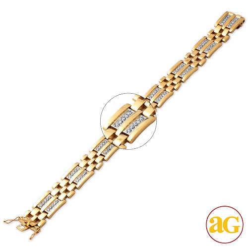 10KY 2.00CTW DIAMOND MENS BRACELET 8.5