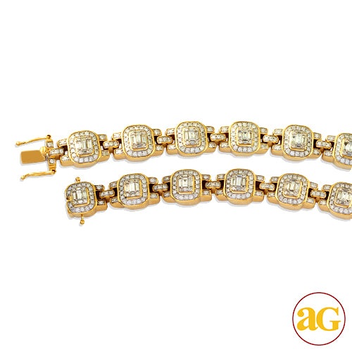 14KY 6.25CTW BAGUETTE DIAMOND MENS BRACELET - 8.5