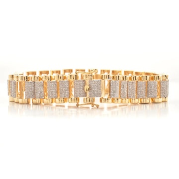 14KY 4.75CTW MICROPAVE DIAMOND ROLEX LINK MENS