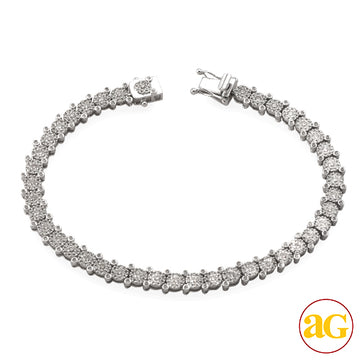 14KW 3.20CTW ROUND CLUSTER DIAMOND BRACELET