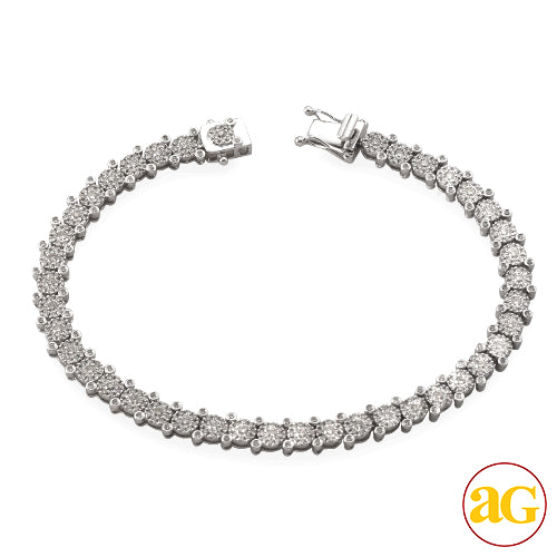 14KW 3.20CTW ROUND CLUSTER DIAMOND BRACELET