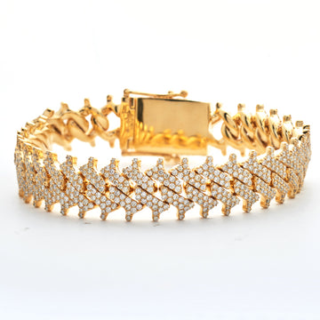 10KY 9.65CTW DIAMOND SPIKE MIAMI CUBAN BRACELET