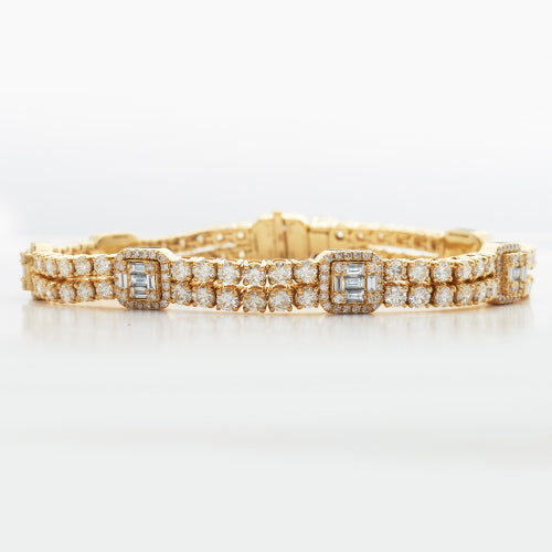 14KY 11.05CTW DIAMOND CLUSTER BRACELET