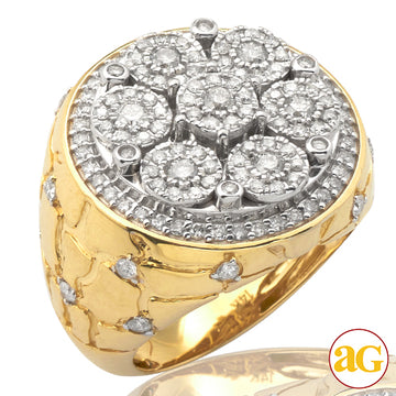14KY 2.00 CTW MENS NUGGET DIAMOND RING