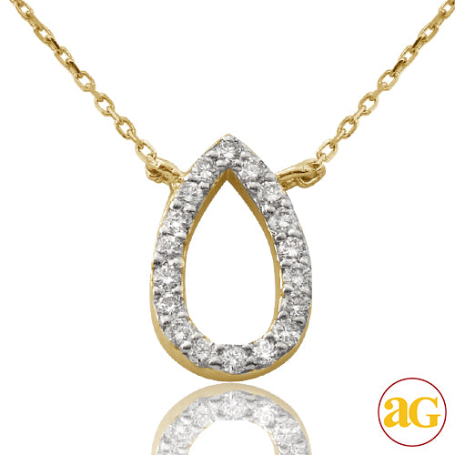 14KY 0.10CTW DIAMOND NECKLACE - OPEN TEAR DROP